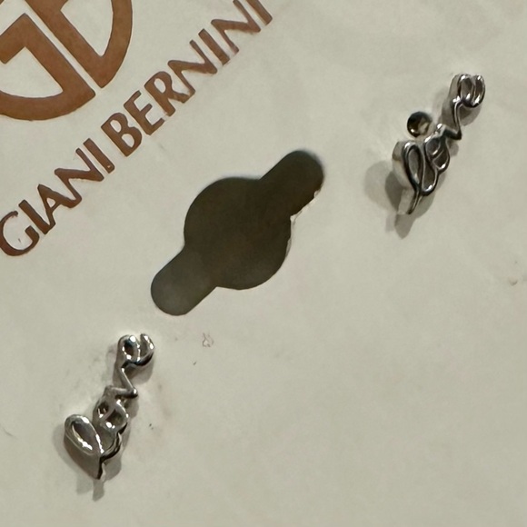 Love Script Stud Earrings in Sterling Silver New - Picture 5 of 8